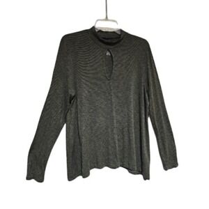 American Eagle Soft & Sexy Slub Mock Neck Keyhole Top Olive Green XL Long Sleeve